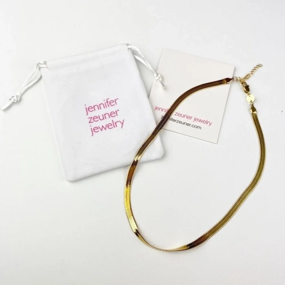 Jennifer‎ Zeuner Allie Necklace, GOLD Herringbone Chain, NWT